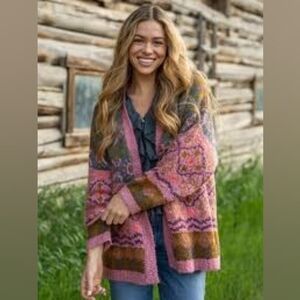 NWT Natural Life alla Jacquard Cardigan Sweater - Alpine Meadow Mauve S/M